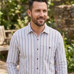 The Territory Ahead Men's Striped Button-Front Shirt - Textured Cotton Southwest